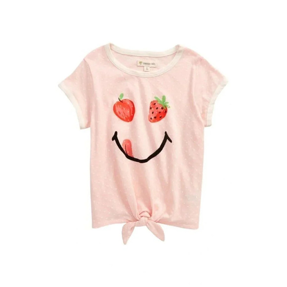 Tucker + Tate Kids' Tie Front Graphic Tee In Pink Seashell Smiley Size 2 NWT - Picture 1 of 14